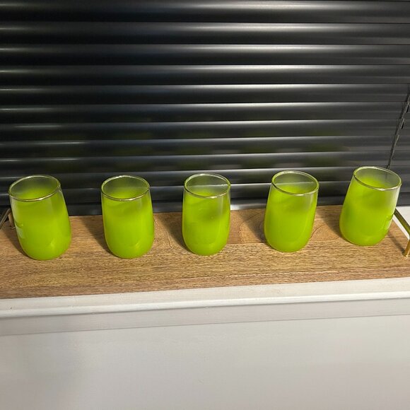BLENDO frosted chartreuse set of 5 juice glasses - Picture 2 of 4